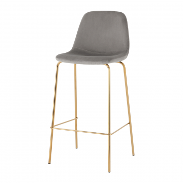 Стул барный Валенсия SN велюр серый золотые ножки