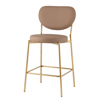 Стул полубарный Барбара NEW экокожа бежевая золотые ножки
