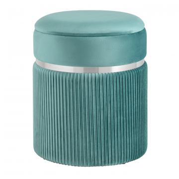 Пуф Миранда с ящиком серебро велюр светло-бирюзовый