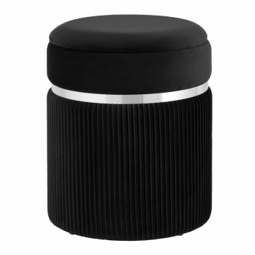 Пуф Миранда с ящиком серебро велюр черный