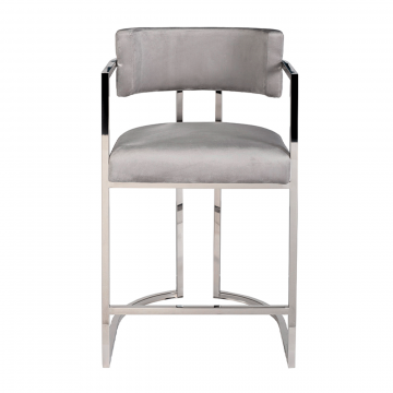 Стул полубарный велюр серый/хром 52*55*91см