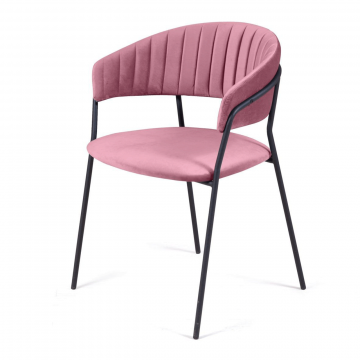 Стул Kelly с подлокотниками, бархат пудровый 15