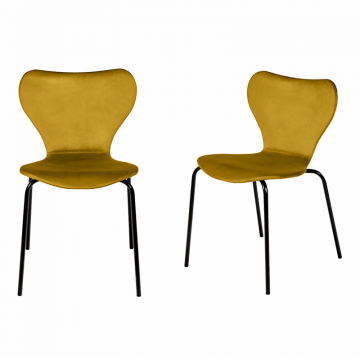 Комплект из 2-х стульев Seven Style горчичный велюр с чёрными ножками