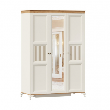 Вилладжио Шкаф трехстворчатый с зеркалом (Алебастр/Дуб Золотой)