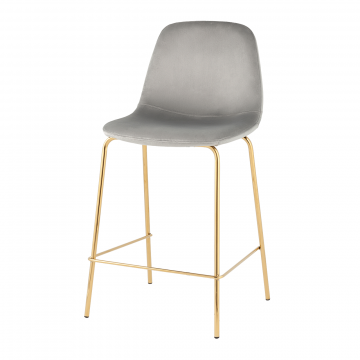 Стул полубарный Валенсия SN велюр серый золотые ножки