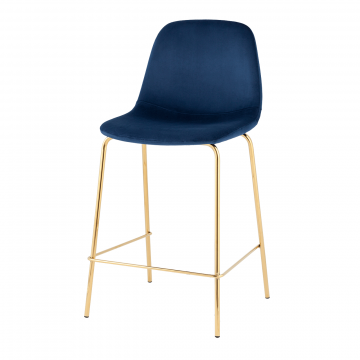 Стул полубарный Валенсия SN велюр синий золотые ножки