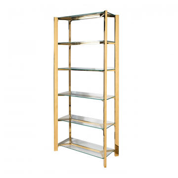 GY-08728 Стеллаж стекло прозр/золото 80*35*180см
