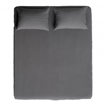 Натяжная простыня из муслина, цвет темно-серый - 160х200х30 см