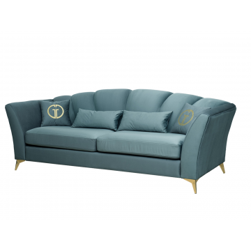 Диван Annette трехместный без мех,велюр бирюз.Colt1004/зол 250*100*95