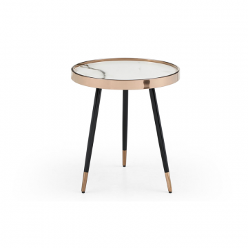 Стол журнальный Carla (46), белая керамика/розовое золото