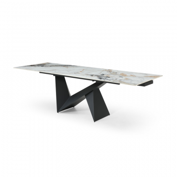 Стол раскладной Portofino Black 160-240, светлая керамика/черный