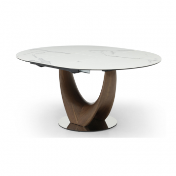 Стол раскладной Daisy 130-170, белая керамика/орех