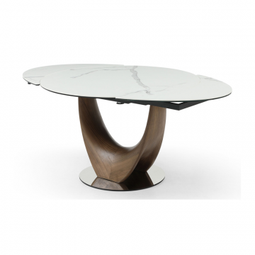 Стол раскладной Triumph 120-180, белая керамика/орех