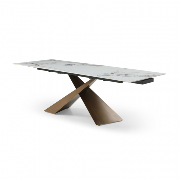 Стол раскладной Savoy Bronze 180-240, белая керамика/бронза