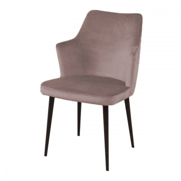 Стул с подлокотниками Hunt, бархат пепельно-бежевый 25 / чёрный конус
