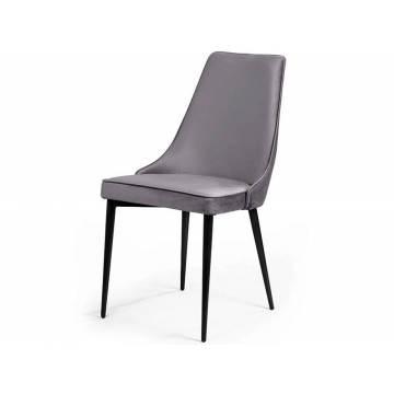 Стул Oliver, бархат светло-серый 26/ чёрный конус