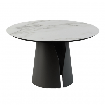 Стол круглый Giano 100, керамика матовая, белая