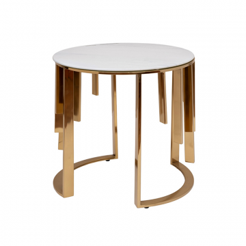 GY-00012 Стол журнальный мрам.стекло/золото d46*53см