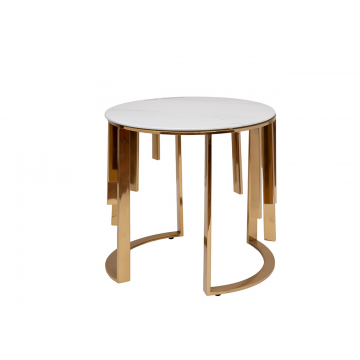 GY-00012 Стол журнальный мрам.стекло/золото d46*53см