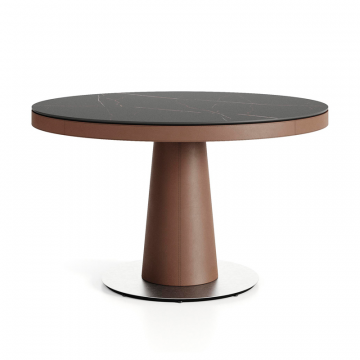 Стол круглый Алтай раздвижной 1100/1515*750 Кожа кат. 1, HPL/FENIX NTM