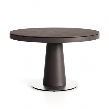 Стол круглый Алтай раздвижной 1100/1515*750 Кожа кат. 1, Шпон дуба