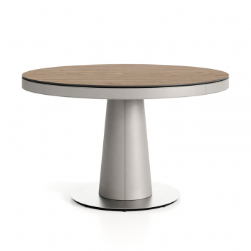 Стол круглый Алтай раздвижной 1270/1720*750 Кожа кат. 2, Шпон дуба