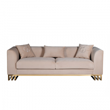 102AN-20493 Диван Lucerne трехместный велюр бежевый 230*86*75см