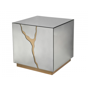 KFG198 Стол журнальный зеркальный с золотым декором 55*55*61см