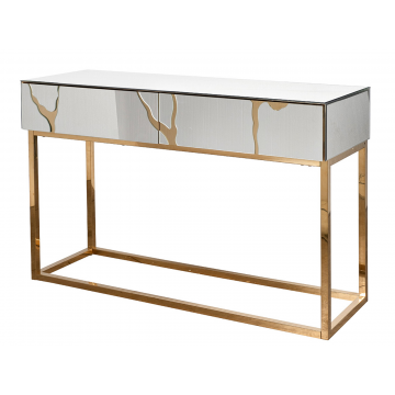 KFG197 Консоль зеркальная c золотым декором 120*42*79см