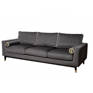 Диван Madrid Memory с кантом трехм. без мех.,велюр серый Colt1003+Colt030