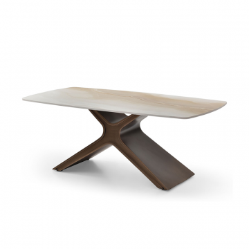 Стол журнальный Charlotta (120), бежевая керамика/бронза