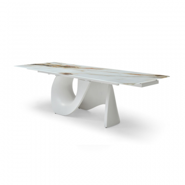 Стол раскладной Julia 200-280, стекло 3D/белый