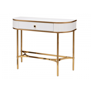 KFG166 Консоль с 1 ящиком белая/металл золото 100*40*78см