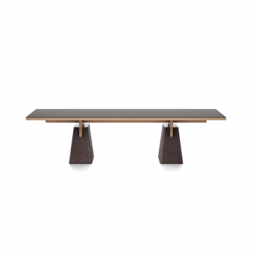 Стол Клин-2 2500x1000х750 Кожа кат. 2, Шпон дуба