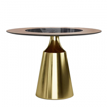 Стол круглый Lucas 120, шпон, керамика глянцевая, черная