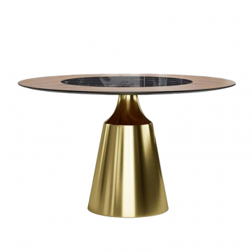 Стол круглый Lucas 140, шпон, керамика глянцевая, черная