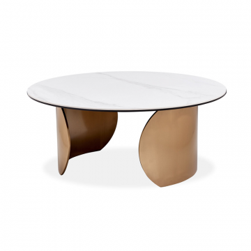 Стол журнальный Renato (90), белый камень/золото