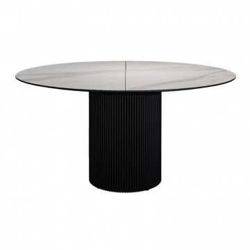 Стол раскладной круглый Nolan 120+40, керамика матовая, белая