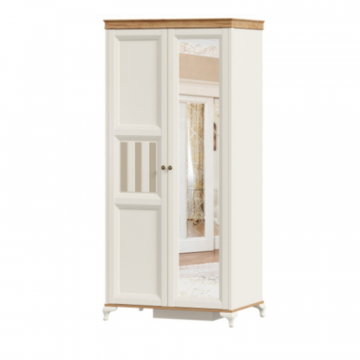 Вилладжио Шкаф двухстворчатый с зеркалом (Алебастр/Дуб Золотой)