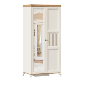 Вилладжио Шкаф двухстворчатый с зеркалом (Алебастр/Дуб Золотой)