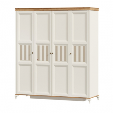 Вилладжио Шкаф четырехстворчатый (Алебастр/Дуб Золотой)