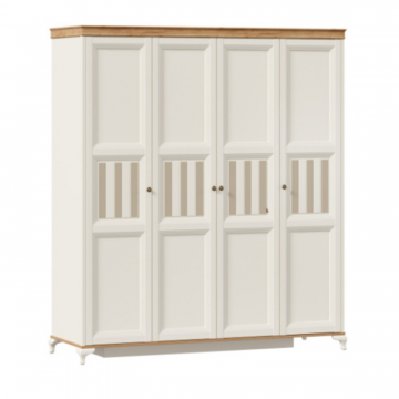 Вилладжио Шкаф четырехстворчатый (Алебастр/Дуб Золотой)