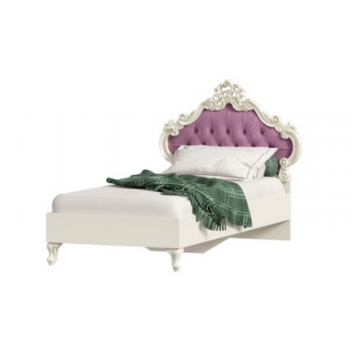 Маркиза Кровать односпальная 900 с мягким изголовьем (Алебастр/Сиреневый)