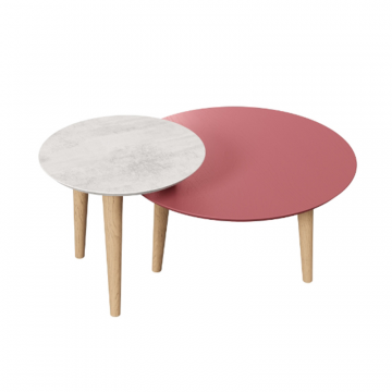 Стол журнальный Тип 7 двойной (Белый камень/Роял вуд бордо)