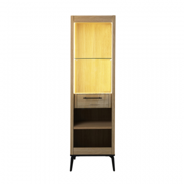 Шкаф витрина цвет корпуса дуб натуральный, цвет топа желтый песок, (Габариты: 515 х 430 х 1800 mm)