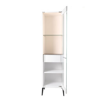 Шкаф витрина цвет корпуса белоснежный soft touch, цвет топа коричневый песок, (Габариты: 515 х 430 х 1800 mm)