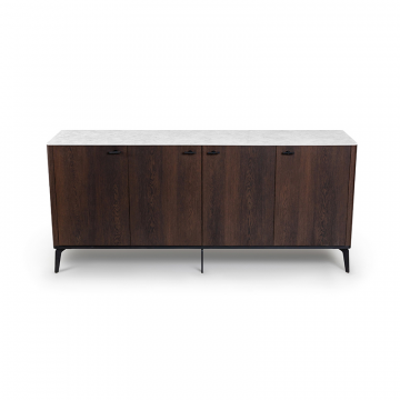 Буфет цвет корпуса дуб темно коричневый, цвет топа белый мрамор, (Габариты: 1780 x 430 x 810 mm)