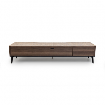 Тумба TV №2 цвет корпуса дуб серый, цвет топа желтый песок, (Габариты: 1800 x 430 x 400 mm)