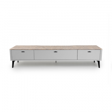 Тумба TV №2 цвет корпуса светло-серый soft touch, цвет топа желтый песок, (Габариты: 1800 x 430 x 400 mm)