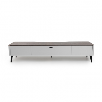 Тумба TV №2 цвет корпуса светло-серый soft touch, цвет топа коричневый песок, (Габариты: 1800 x 430 x 400 mm)